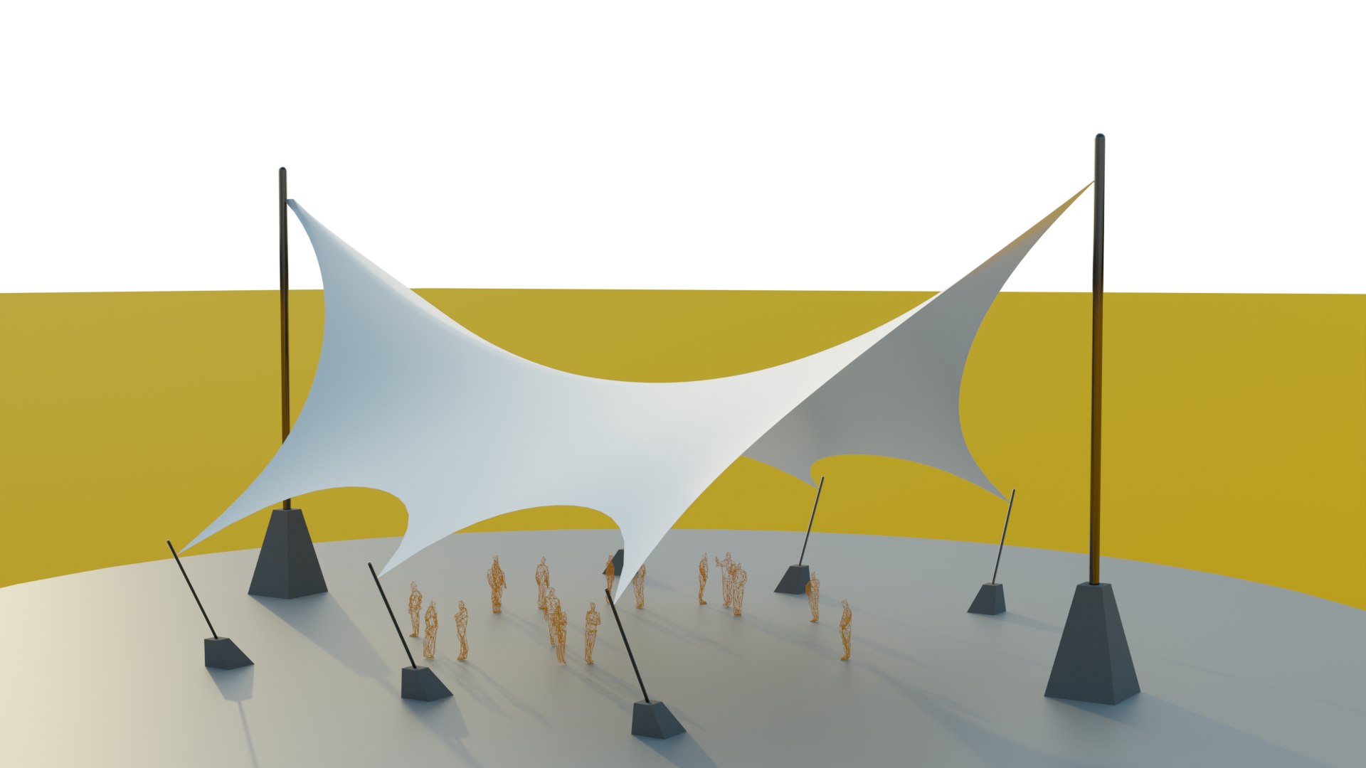 Tensile Structure Canopy 9 Model - TurboSquid 2249904
