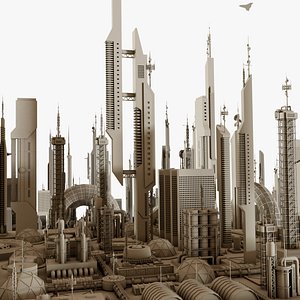 Futuristic Sci-Fi Buildings Pack 3D model