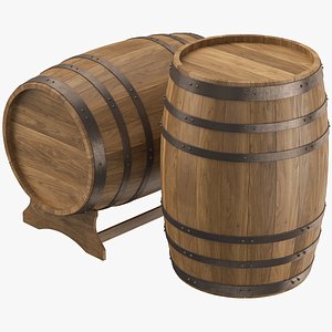 Wooden Barrel Set 02 model