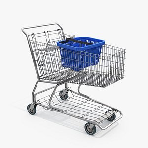 Shopping Cart and Basket 3D model