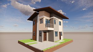 Modern Minimalist Two-Storey Residential House - Family Home 3D Model SketchUp SKP