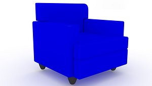 3D Single Sofa in Blue model