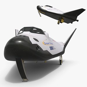 SNC Dream Chaser Cargo Spaceplane USA White with Interior Rigged for Cinema 4D 3D model