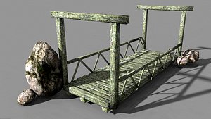 old wooden bridge lowpoly printable model