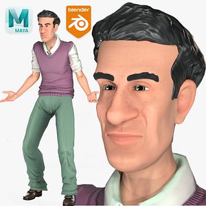 Cartoon Rigged Man-Zain Character 3D Model
