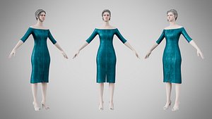 Dress 14 Teal Velvet With Design