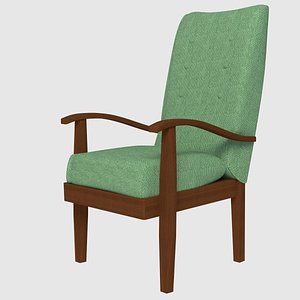 free obj mode wooden armchair green