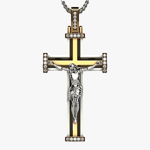 Gold Cross with Jesus 3D model