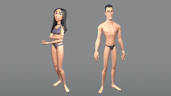 Pose de pie de ropa deportiva mujer de dibujos animados Modelo 3D