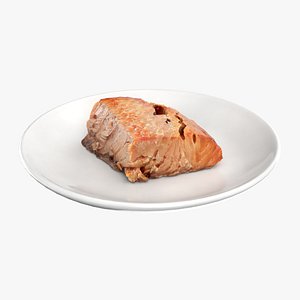 Salmon Piece On Plate 3D model