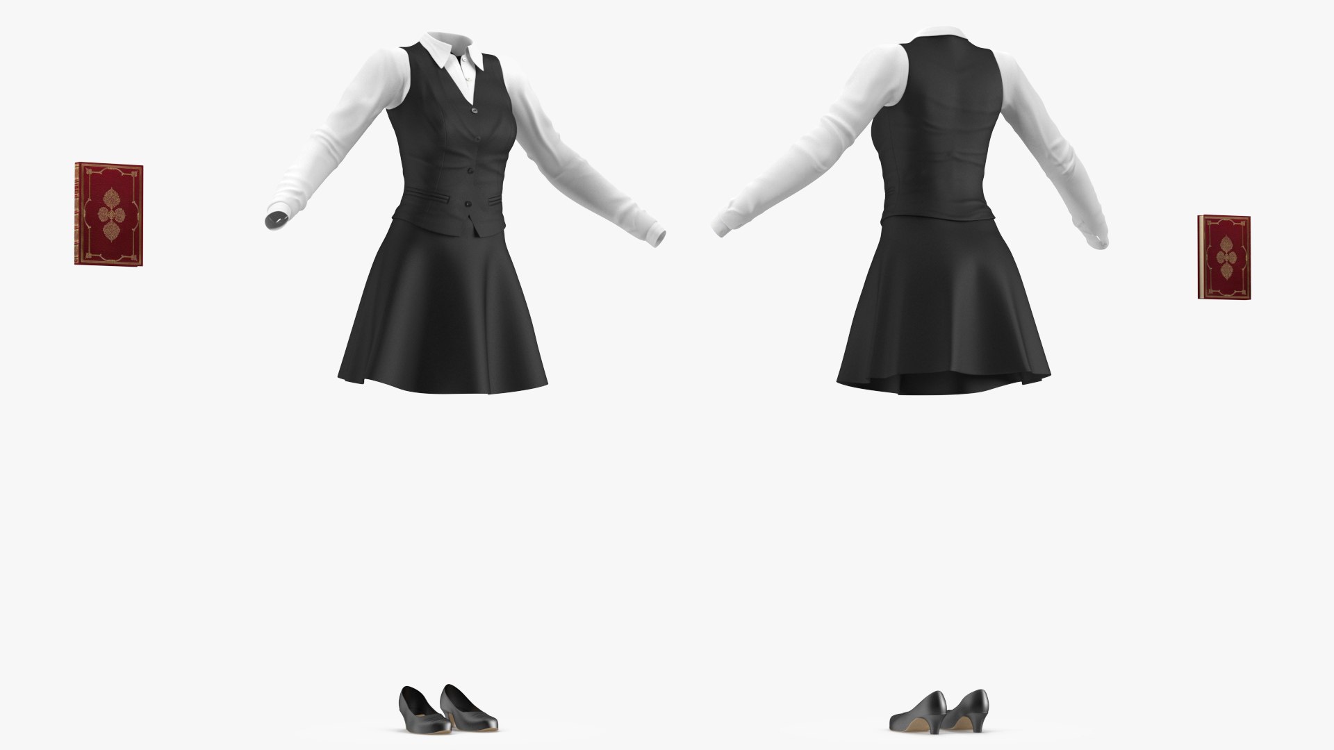 Teenage Girl School Uniform Set 3D model preview