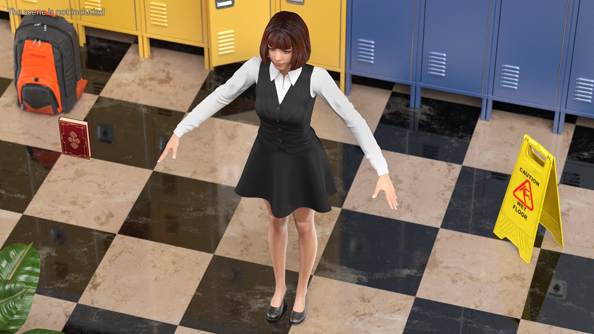 3D Teenage Girl School Uniform Set Model - TurboSquid 1752805