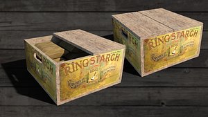 vintage wooden starch box 3D model