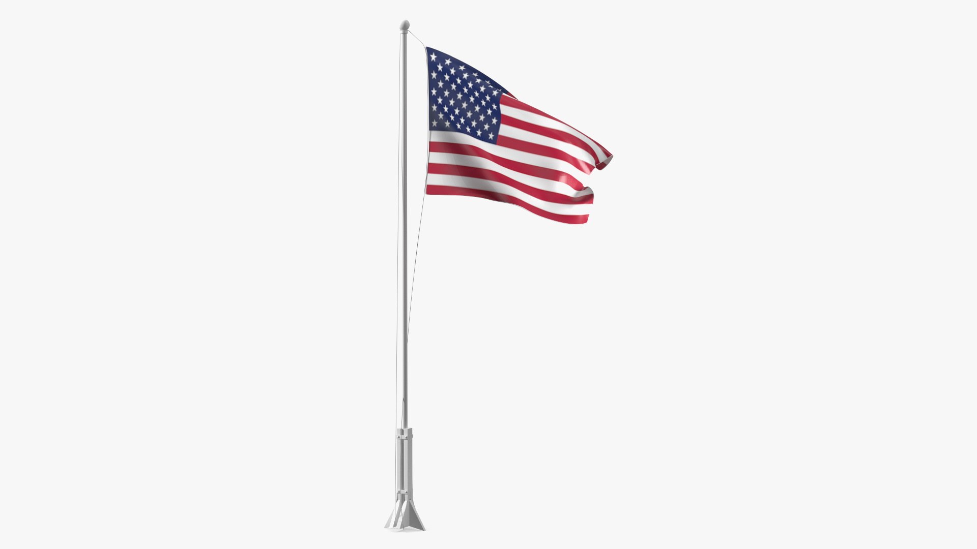 USA Flag on Small Flagpole(1) 3D model preview