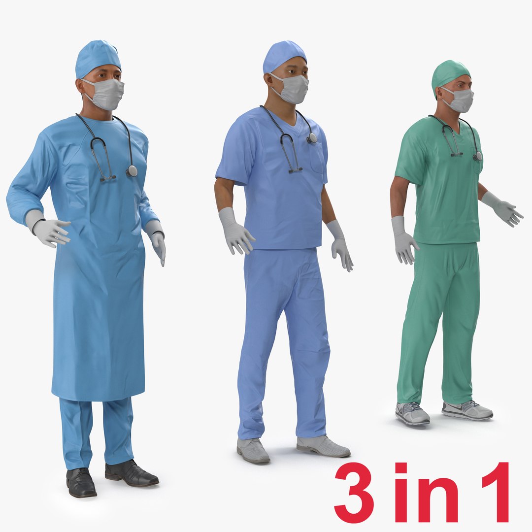 Male Rigged Surgeons Collection 3D model preview