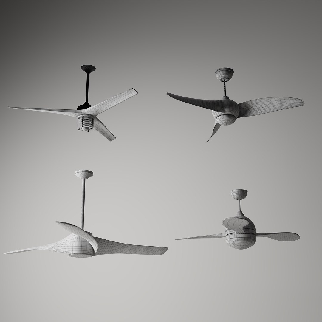 3D Modern Artistic Wooden Ceiling Fan Set Model - TurboSquid 2526368