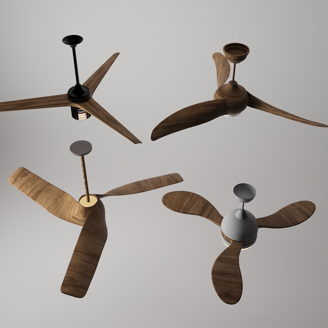 3D Modern Artistic Wooden Ceiling Fan Set Model - TurboSquid 2526368