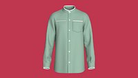 Men Mandarin Collar Shirt With Contrast Piping