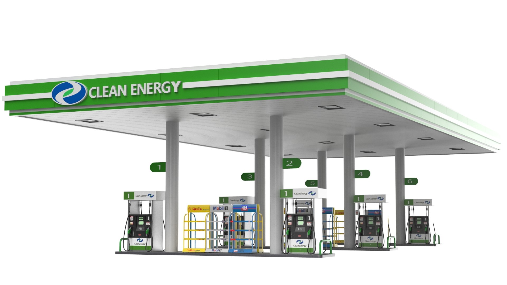 3D Detailed Clean Energy Gas Station Canopy - TurboSquid 2036790
