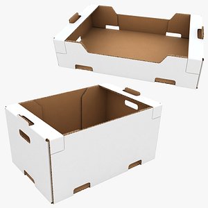 3D Fruit Cardboard Box White Collection