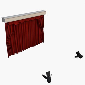 Curtain with Spotlights 3D Model - Stage Curtain with Animation