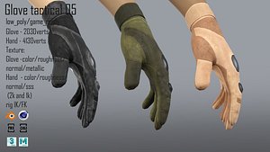 FPS hand glove tactical 05 3D model