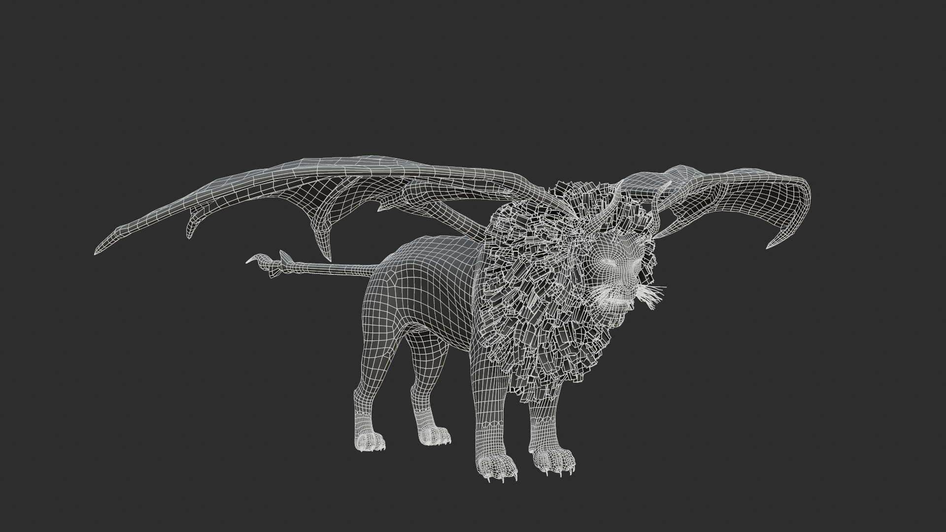 Manticore Creature model https://p.turbosquid.com/ts-thumb/92/cA3nmV/6o/screentopology12/png/1634420764/1920x1080/fit_q87/93fef3bb1c863a78d19e13a3d4a9e7d8742bd30d/screentopology12.jpg