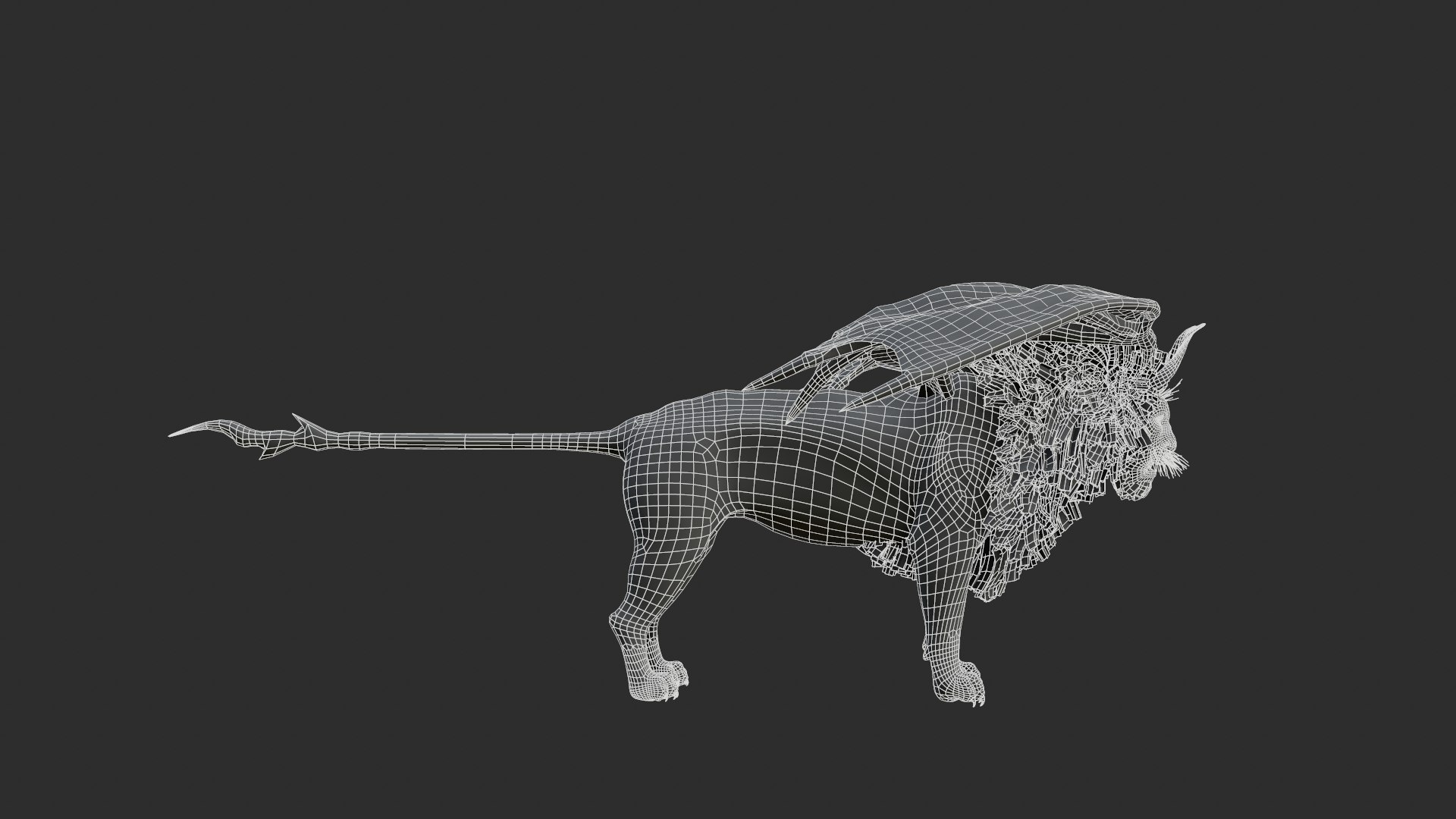 Manticore Creature model https://p.turbosquid.com/ts-thumb/92/cA3nmV/ox/screentopology13/png/1634420767/1920x1080/fit_q87/ec592e485a253d204644c2135547b77725a8b7cd/screentopology13.jpg
