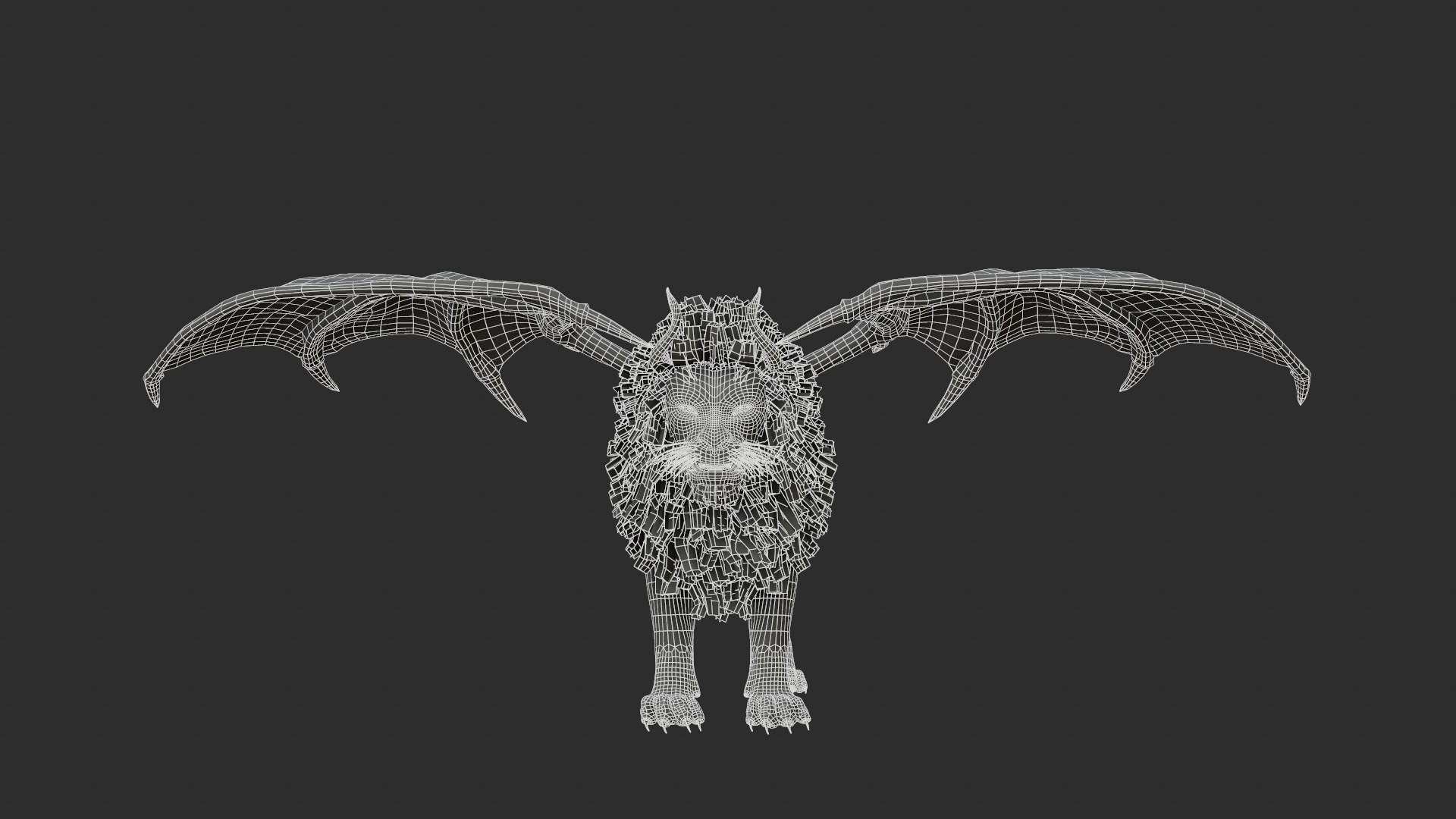 Manticore Creature model https://p.turbosquid.com/ts-thumb/92/cA3nmV/tT/screentopology10/png/1634420763/1920x1080/fit_q87/aeed29004f12b8e7ebb7df6893e4755b156bbfdd/screentopology10.jpg