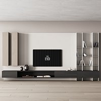 611 tv wall kit 22 living room zone wall rack and long black console CORONA 2019