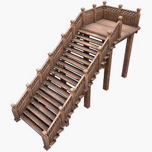 Wooden Stairs Medieval 3D model