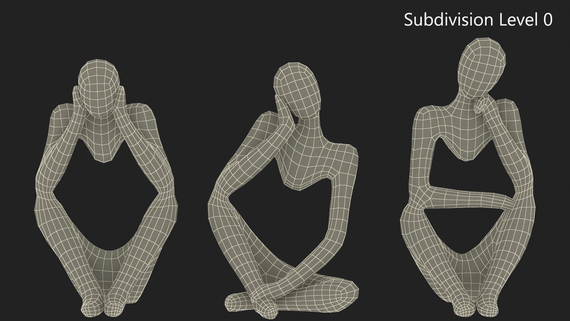 3D Abstract Thinking Figures Trio Blue Stone - TurboSquid 2211534