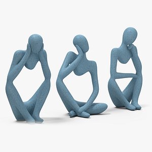 Abstract Thinking Figures Trio Blue Stone