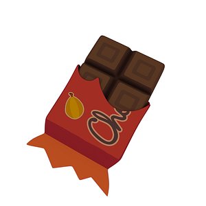 cartoon opened chocolate bar 3D model