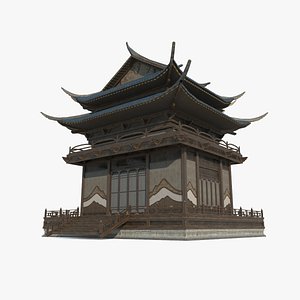 3D model Ancient Asian Architecture Partial Hall