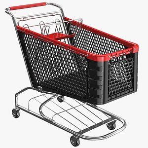 Detailed Black Shopping Cart 3D model