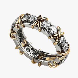 3D Full Circle Diamonds Luxury Gold Ring