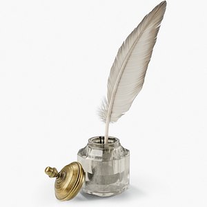 3D model Inkwell with Goose Feather
