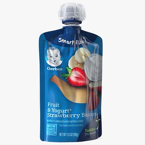 3D Toddler Yogurt Pouch Gerber Strawberry and Banana
