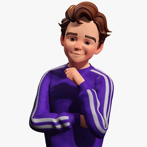 Stylized Toon Boy in Sporty Outfit  Rigged 3D Character Athletic 3D model