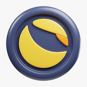 Terra or LUNA Dark Blue crypto coin with cartoon style