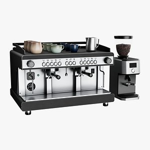 3D Professional Coffee Machine and Accessories  Game Ready Low Poly
