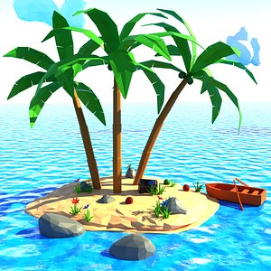 3D Low Poly Island Sceane model