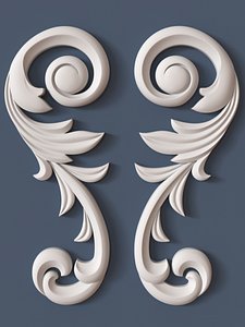 3d model decorative scroll