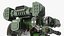 Worn Walking Combat Dark Green Robot with Pilot Rigged