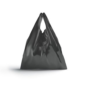 Black T-shirt Plastic Bag - handle packet stand