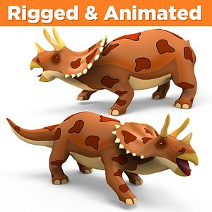 3D triceratops rigged animation model