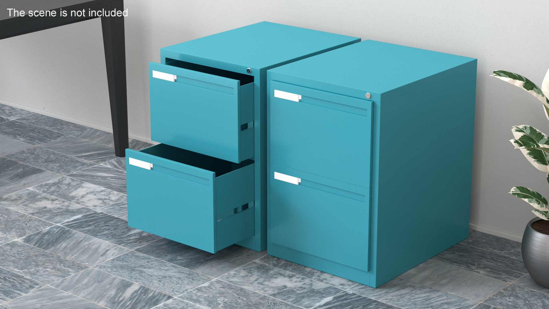 3D Filing Cabinet 2 Drawer Blue - TurboSquid 2223909