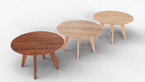 3D Modern Round Wooden Dining Table 3 Color Pack