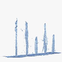 50cm height 5 Tiny Trickle Fountains rising up - Animation of 15s at 60fps